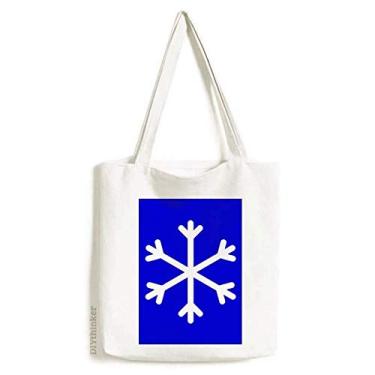 Imagem de Bolsa de lona com estampa quadrada azul neve bolsa de compras casual