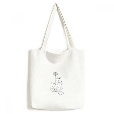Imagem de Sacola de lona com folhas de flor dente-de-leão bolsa de compras casual