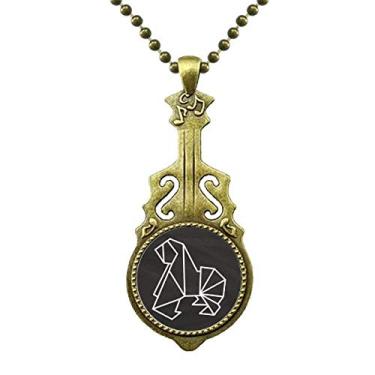 Imagem de DIYthinker Colar com formato geométrico de cachorro de origami abstrato, joia antiga com pingente de música