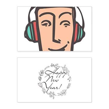 Imagem de Fone de ouvido abstrato com desenho de rosto feliz ano novo festival felicitações cartão Bless mensagem presente