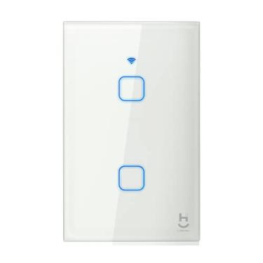 Imagem de Hi By Geonav Interruptor Inteligente Wi-Fi para iluminação, 2 botões, Vidro Temperado, HIINT2C, Branco