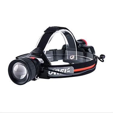 Imagem de N/H Farol recarregável com foco giratório, lâmpadas de cabeça de LED de 350 lúmens para adultos, lanterna de cabeça de caça, zoom, 4 modos, farol à prova d'água para caça, corrida, pesca, ciclismo