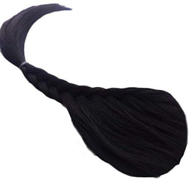Imagem de Grey990 Peruca de cabelo de fibra de alta temperatura feita à mão com design trançado, preto-direito