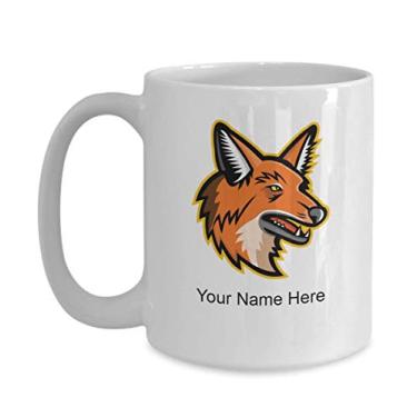 Imagem de Caneca de mascote de lobo Maned personalizado – Caneca de café mascote de lobo Maned – Ideia de presente de mascote de lobo Maned – Caneca de café de 425 g