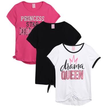Imagem de Real Love Camiseta para meninas - Pacote com 3 camisetas de manga curta da moda - Camisetas estampadas modernas - Pacote com várias camisetas para meninas (7-16), Queen Size, 10-12