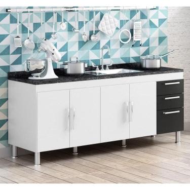 Imagem de Gabinete De Pia Gemeos 2,00m Branco-preto Branco-preto