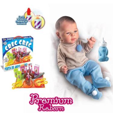 Imagem de Boneca Reborn Menino Realista + Brinquedo Festa Aniversário - Milk Bri