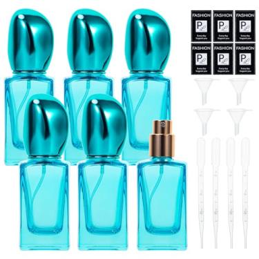 Imagem de Yebeauty Frascos de perfume recarregáveis para viagem, 6 frascos de perfume de vidro de 30 ml, recarregáveis, vazios, atomizador de perfume para perfume, colônia, azul