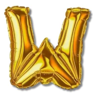 Imagem de Balão Metalizado Decorativo Letra W, 100 cm, Dourado, para Festas e Aniversários