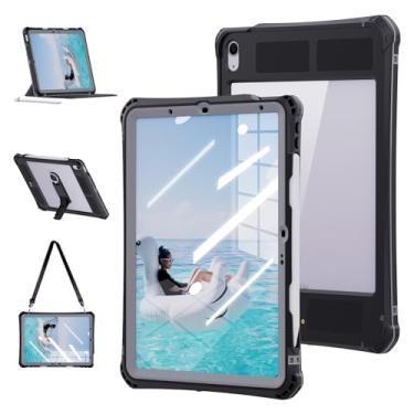 Imagem de MRUOZRUI Capa impermeável para iPad Air de 11 polegadas (M2) 2024/2025, iPad Air 7/6/5/4 11 polegadas 2020-2025, protetor de tela integrado, suporte de lápis, compatível com teclado mágico, suporte de