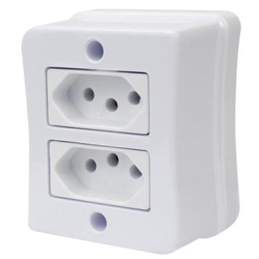 Imagem de Tomada Dupla 2p+t 20A Sobrepor Externo Com Placa Espelho Branco Com In