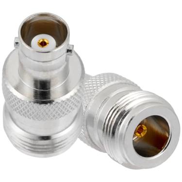 Imagem de POBADY 2PCS N Fêmea para BNC Fêmea RF Coaxial Adaptador 50 Ohm N para BNC Adaptador de Antena para Cabo de Extensão de Antena de Rádio