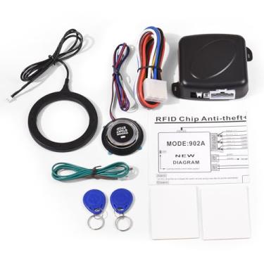 Imagem de CIADAZ Sistema de alarme de carro com um clique, sistema de partida, pressão para iniciar a ignição, kit de botão de parada com um clique, sistema de partida sem chave para a maioria dos carros de 12V
