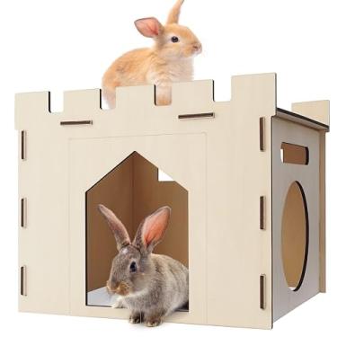 Imagem de HIIMALEX Casa De Coelho Resistente Com Poleiro Espaçoso Hidey Playhouse Removível Para Esconderijo De Coelho Torre De Castelo Brinquedos Para Coelhinhos Internos Porquinho-Da-Índia Hamster Chinchila G