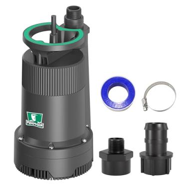 Imagem de PUMPMAN Bomba de água portátil de 1/4HP, bomba utilitária submersível 2110GPH com adaptador de válvula de retenção de mangueira de jardim de 3/10.2 cm, bomba de depósito elétrica, 120 V, remoção para
