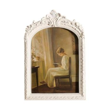Imagem de Ioensy Moldura de foto barroca de 15 * 20 cm, galeria de fotos, centro de mesa de resina com estilo europeu, decoração para casa, moldura ornamentada para, Branco