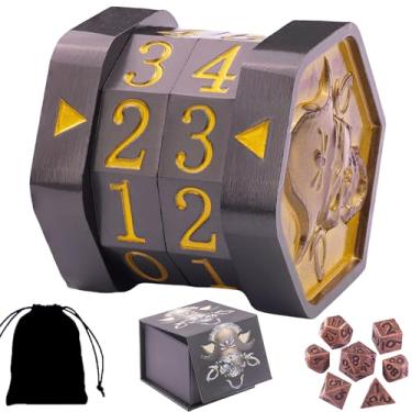 Imagem de MTG Life Counter Wheel Metal MTG Counter Dice Tracker, Mini Dice Set, Gift Box Packaging Suitable for Cards, Board Games Compatible with MTGs, DND Game Accessories(Black Nickel_Gold)
