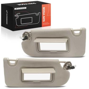 Imagem de A-Premium Viseira de sol esquerda e direita compatível com Nissan Altima 2013 2014 2015 2016 2017 2018, lado do motorista e do passageiro, com luz espelhada e suporte de cartão, bege Um conjunto de