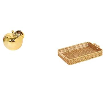 Imagem de Fenteer Coleção de Estatuetas de Cerâmica E Cestos de Vime com Escultura de Frutas, Ornamentos Elegantes para Mesa E Tigelas para Servir Lanches em Varandas,