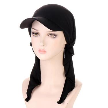 Imagem de Boné Hijab Interno de Modal Macio - Turbante para Mulheres, Preto