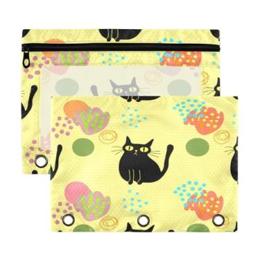 Imagem de Wassud Bolsa de lápis para fichário de 3 anéis pretos com zíper para fichários padrão para escritório, pacote com 2