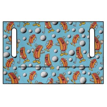 Imagem de Rnyleeg Capas de assento para carrinho de golfe Hot Dog, cobertor azul para carrinho de golfe com 4 bolsos frontais, acessórios de carro de clube extensíveis para mulheres e homens, presentes fáceis