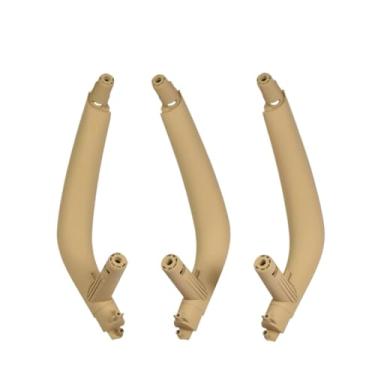 Imagem de 3 pçs/set esquerda direita maçaneta das portas internas do carro puxar guarnição capa preto bege Compatível com bmw x5 x6 f15 f16 2014 2015 2016 2017 2018(Beige-LHD)