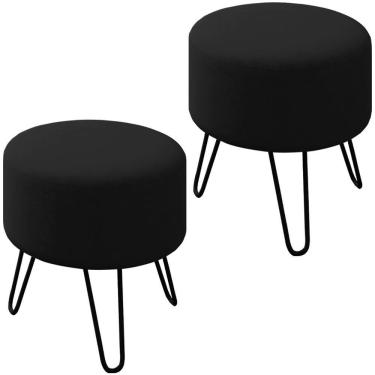 Imagem de Kit 2 Puff Puf Para Sala Pes Metal Small Veludo Sl 944 Peer Sl 944