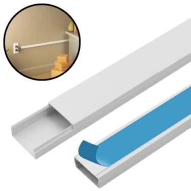 Imagem de Kit 2 Canaleta 40x16mm Grossa C/ Fita Adesiva 1 Metro Branca Cabos Fam