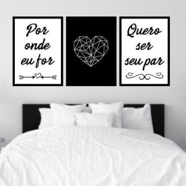 Imagem de Kit 3 Quadros Decorativos Por Onde For Geométrico 34x23cm - Quadros On