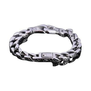 Imagem de Pulseira Masculina Vintage Gótica Com Caveira, Joia Rock Punk Para Mot