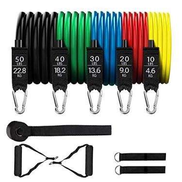 Imagem de Kiboule 11 pçs Fitness Puller Set Kit de Cinto de Resistência Multifuncional Exercícios Elásticos Tubos para Treino Ginásio Musculação Esporte Treino Esportivo