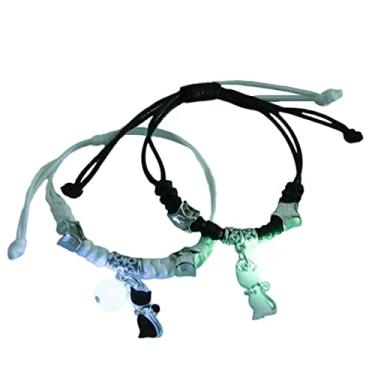 Imagem de Pulseiras Luminosas Casais - Conjunto de Pulseira Luminosa Estrela da Lua Ajustável - Pulseiras de amizade de casal ajustáveis, joias de presentes de amor, pulseira de relacionamento de Aelevate