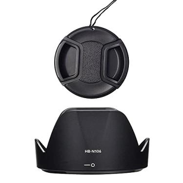 Imagem de Para-sol HB-N106 e tampa de lente de 55 mm compatível com Nikon D5600 D5500 D3500 D3400 Kit de câmera AF-P DX 18-55mm f/3.5-5.6G VR (1 + 1 unidade)