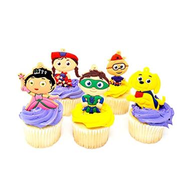 Imagem de Super Why Conjunto de topo de cupcake de bolo com Whyatt, capuz vermelho, alfa, Woofster e mais