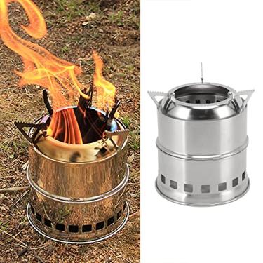 Imagem de Oumefar mini fogão a álcool para acampamento caminhadas fogueira de aço inoxidável com saco de armazenamento fogão de churrasco, fogão de cozinha elétrico portátil, utensílios de(Volta)