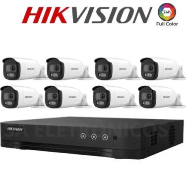 Imagem de Kit Câmeras Hikvision Full Hd 1080P Com 8 Câmeras Bullet Colorvu Infra