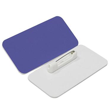 Imagem de Etiqueta de nome/emblema em branco – pacote com 25 – 2,5 x 7,6 cm, cantos redondos, pinos, Azul, 1-1/2" X 3"