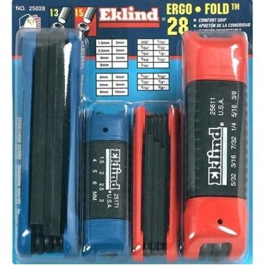 Imagem de EKLIND 25028 Chave Allen dobrável Ergo-Fold Hex Combo- Inch/MM (4 conjuntos de 28 peças)
