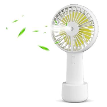 Imagem de RNKRUN Ventilador de nebulização portátil portátil, ventilador de névoa de água recarregável 2000 mAh pulverizador operado por bateria resfriamento pessoal 3 velocidades vento forte para acampamento