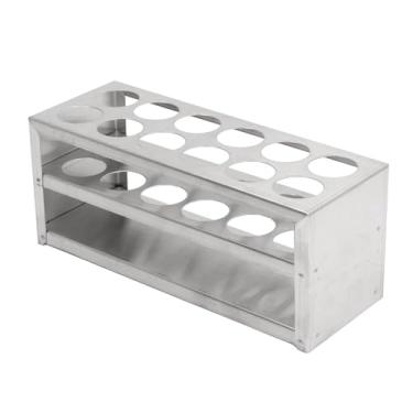 Imagem de Rack de Tubos de Ensaio de Aço Inoxidável, Rack de Tubos de Centrífuga, Rack de Suporte de Tubos de Ensaio para Laboratório e Estúdio, para Segurar Tubos de Amostra (27mm 12 Furos)