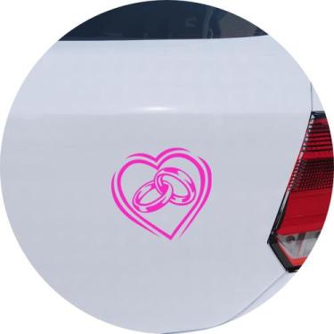 Imagem de Adesivo de Carro Coração Alianças de Casamento - Cor Amarelo - Melhor 