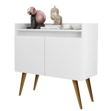 Imagem de Aparador Buffet Sala Seul 2 Portas Com Pés De Madeira Maciça - Mais Ca