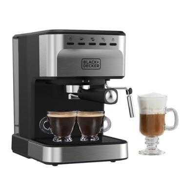 Imagem de BLACK+DECKER Máquina de Café Expresso e Cappuccino Semiautomática de 15 Barras, Versátil com Capacidade para Grãos ou Cápsulas ESE, 1.5 L