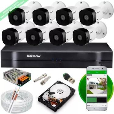 Imagem de Kit 8 Cameras 1220b Intelbras Full Hd Dvr Mhdx 1108 Hd Cabo