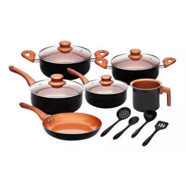 Imagem de Jogo Conjunto de Panelas Revestimento Cerâmico 10 Peças com Utensilios