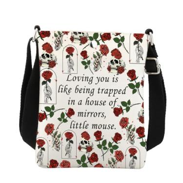 Imagem de Bolsa tiracolo romance sombrio Loving You Is Like Being Trapped In a House Of Mirrors Little Mouse, presente de livro romance escuro, Branco
