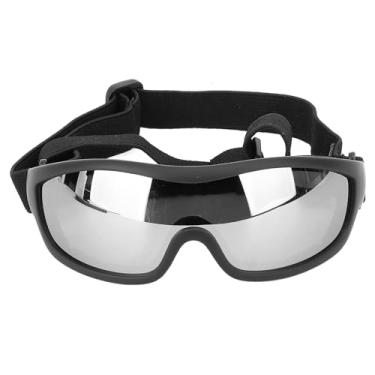 Imagem de Óculos de sol Qanyegn Dog Goggles, Proteção de nevoeiro copos de animais de estimação, proteção contra poeira de poeira de vento Desgaste dos olhos com alça ajustável para gato de (Prata)