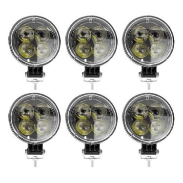 Imagem de Kit 6 Farol Milha Auxiliar 4led 12w 9v36v Redondo 6500k - Briwax