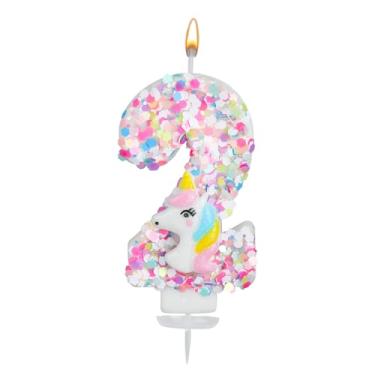 Imagem de Vela com Número Unicórnio, Glitter Lantejoulas Vela com Número Aniversário Topo de Bolo Unicórnio Decorações Aniversário para Meninas Chá de Bebê Celebrações Temáticas (2)